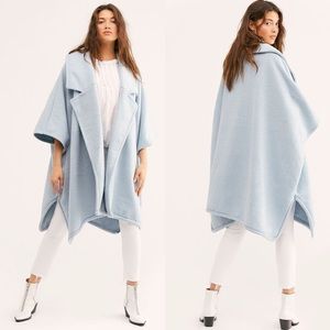 Free People Off Duty Oversized Poncho in light blue